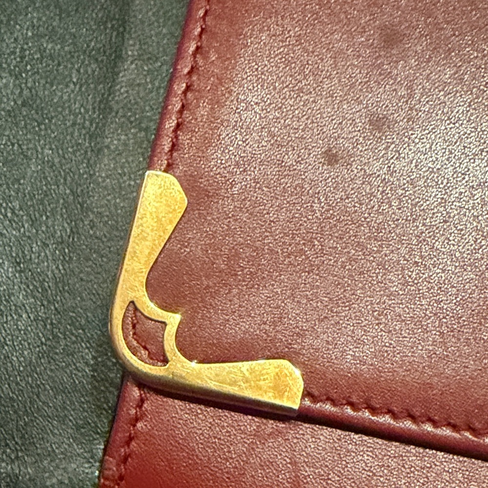 Cartier Burgundy Leather Clutch with Gold Accents travel Passport - Picture 2 of 12